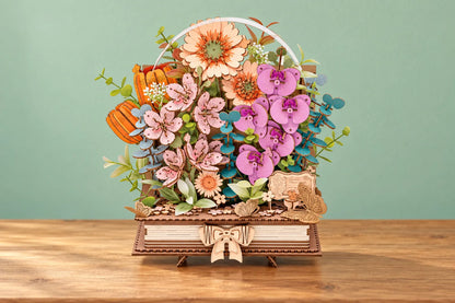 Maquette en bois - Composition florale sous cloche
