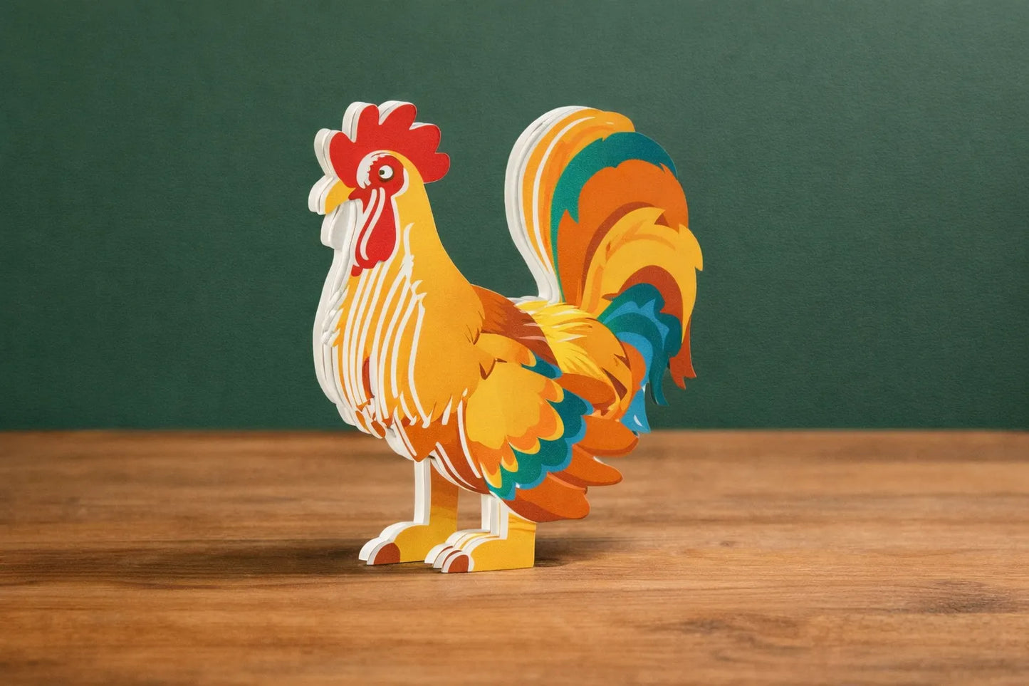 Maquette en bois - Coq coloré
