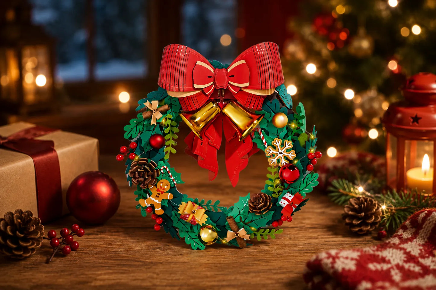 Maquette en bois - Couronne de Noël
