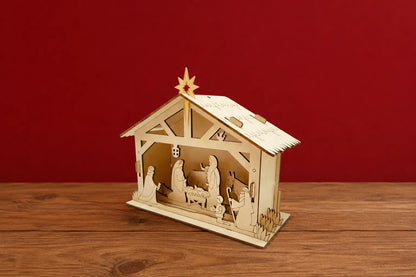 Maquette en bois - Crèche de Noël avec roi mage