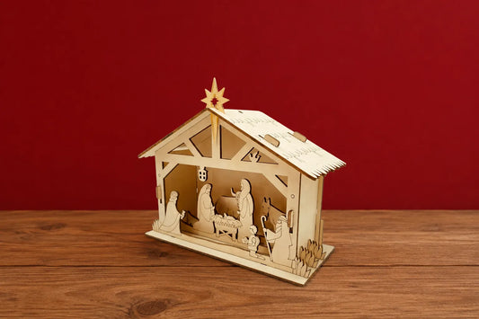 Maquette en bois - Crèche de Noël avec roi mage