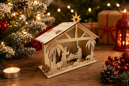 Maquette en bois - Crèche de Noël