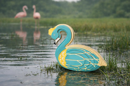 Maquette en bois - Cygne coloré cyan
