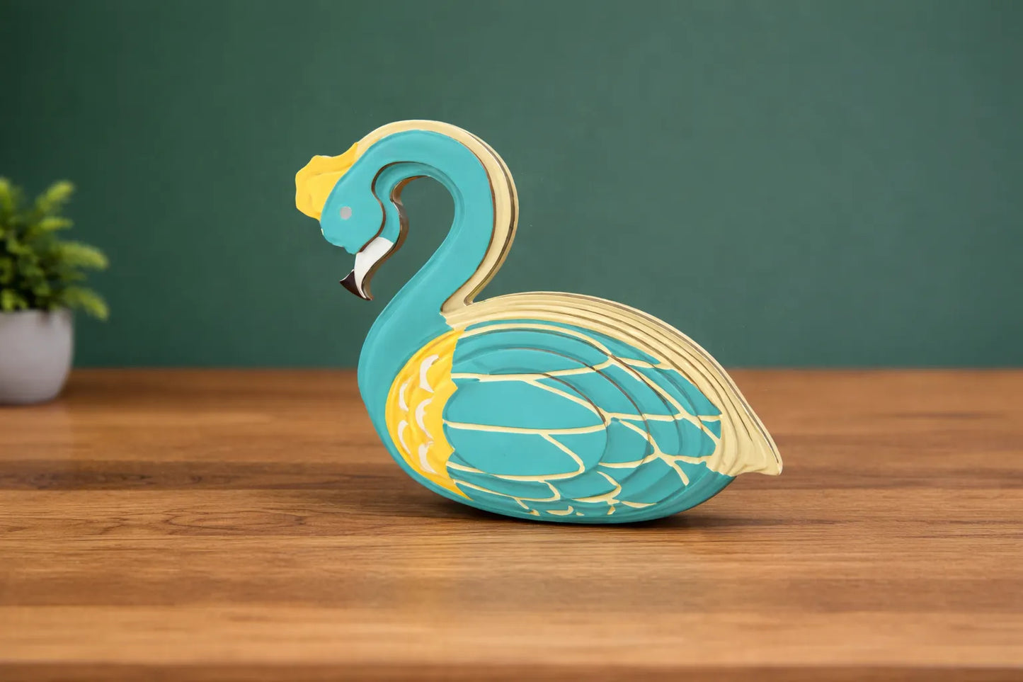 Maquette en bois - Cygne coloré cyan