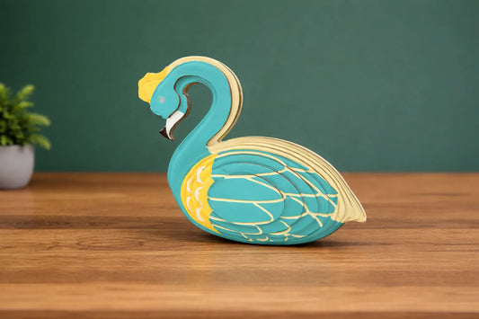 Maquette en bois - Cygne coloré cyan