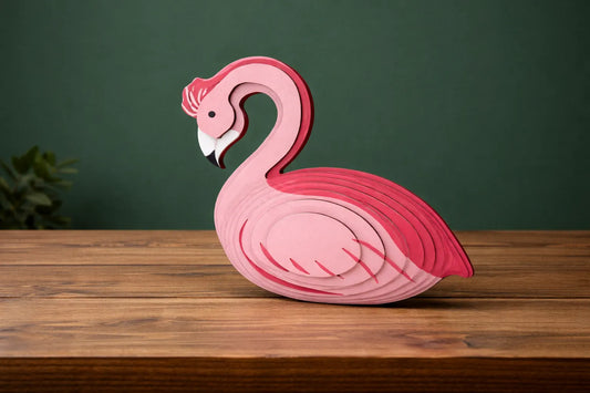 Maquette en bois - Cygne coloré magenta