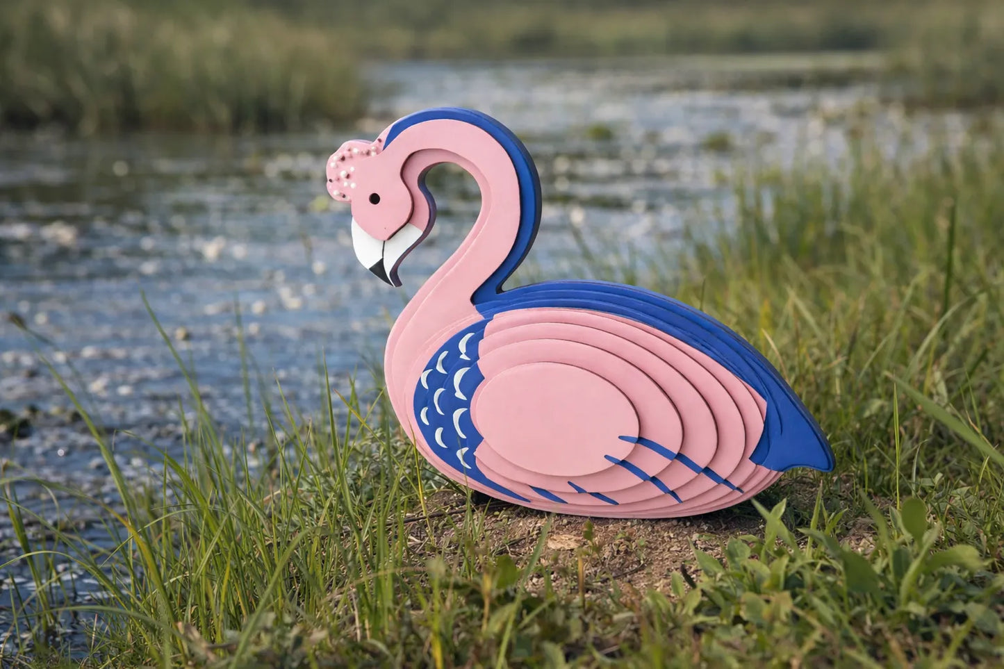 Maquette en bois - Cygne coloré rose