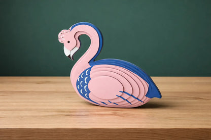 Maquette en bois - Cygne coloré rose