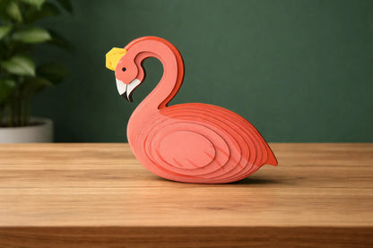 Maquette en bois - Cygne coloré rouge