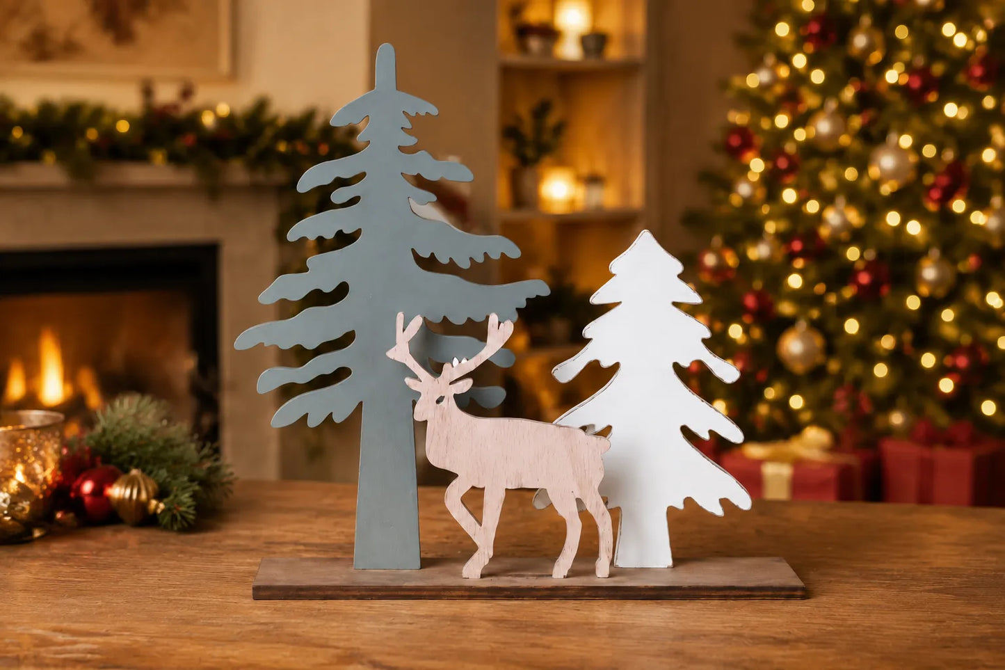 Maquette en bois - Décoration de Noël avec renne