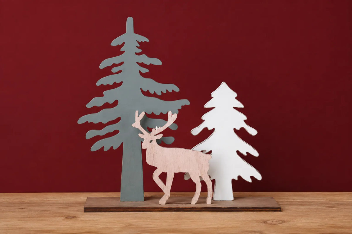 Maquette en bois - Décoration de Noël avec renne