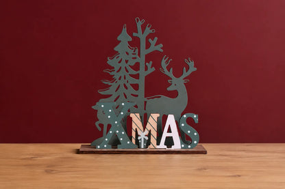 Maquette en bois - Décoration de Noël avec rennes