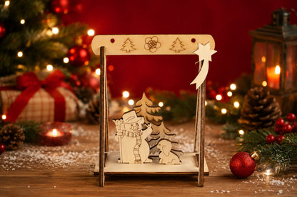 Maquette en bois - Décoration de Noël bonhomme de neige x4