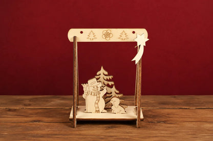 Maquette en bois - Décoration de Noël bonhomme de neige x4