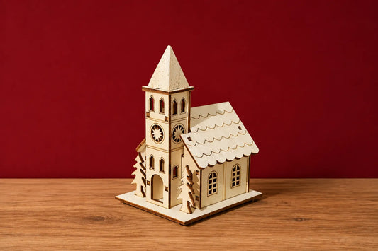 Maquette en bois - Décoration de Noël église de Noël