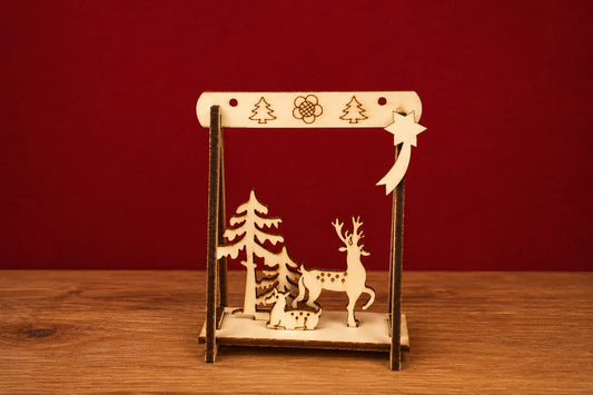 Maquette en bois - Décoration de Noël rennes x4