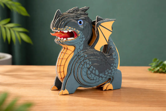 Maquette en bois - Dragon coloré
