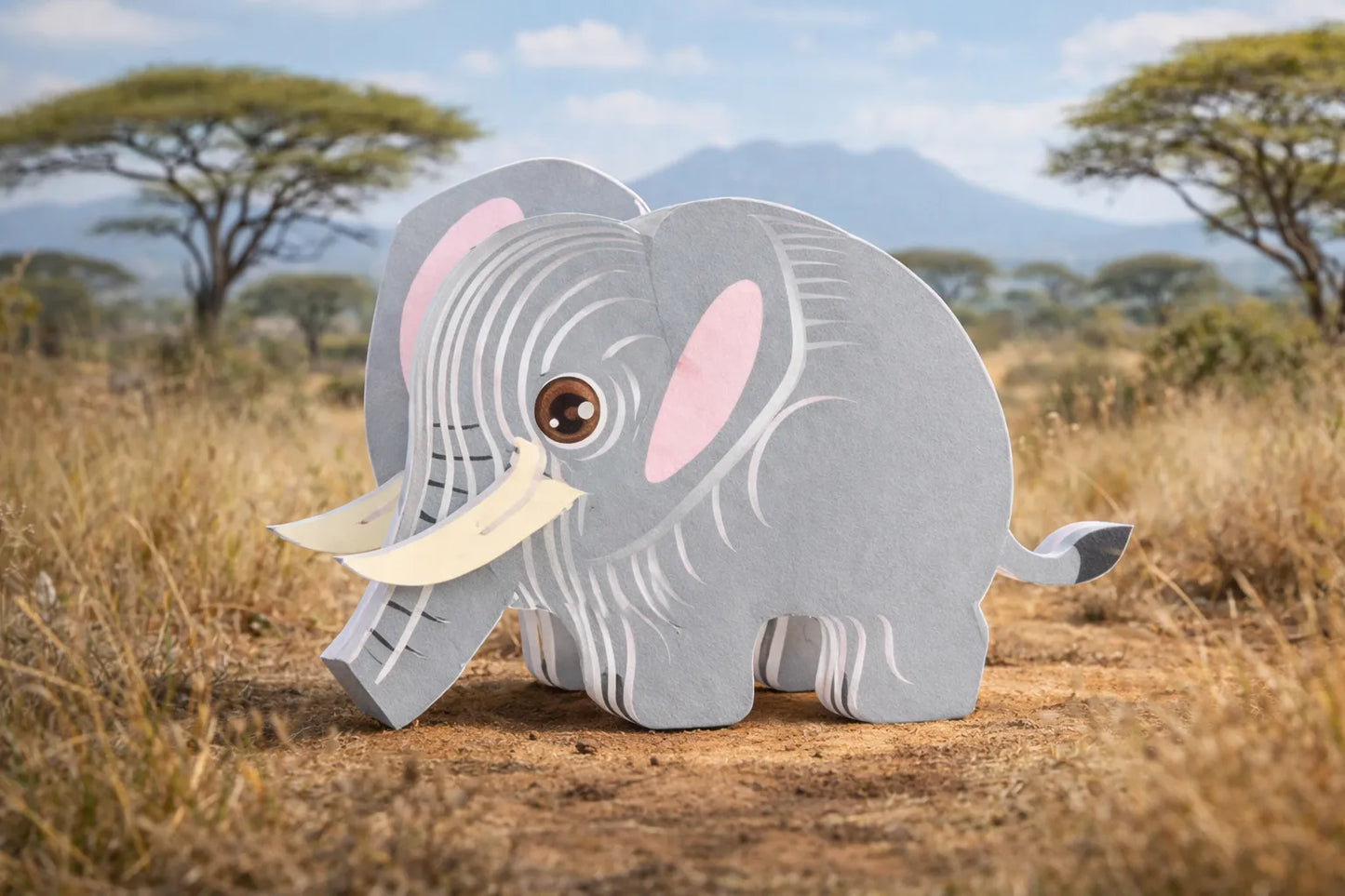 Maquette en bois - Éléphant coloré