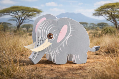 Maquette en bois - Éléphant coloré
