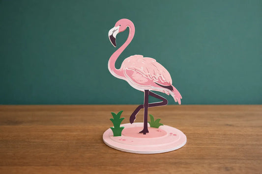 Maquette en bois - Flamant rose coloré
