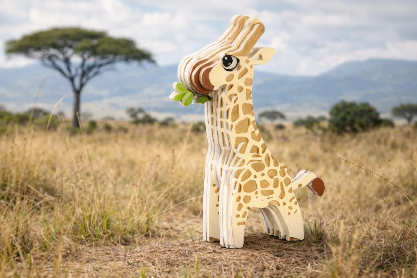 Maquette en bois - Girafe colorée