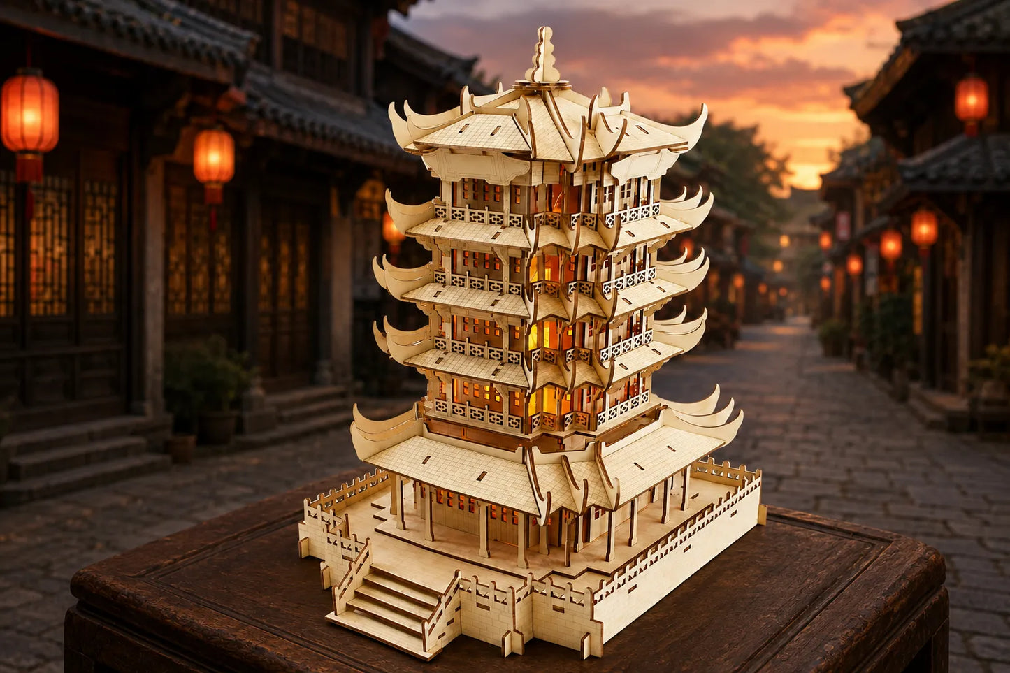 Maquette en bois - Grande pagode à 5 étages