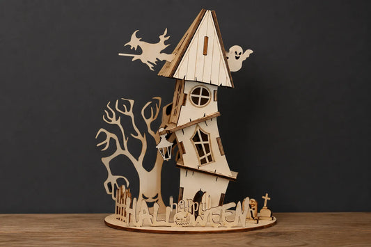 Maquette en bois - Halloween grande maison de sorcière