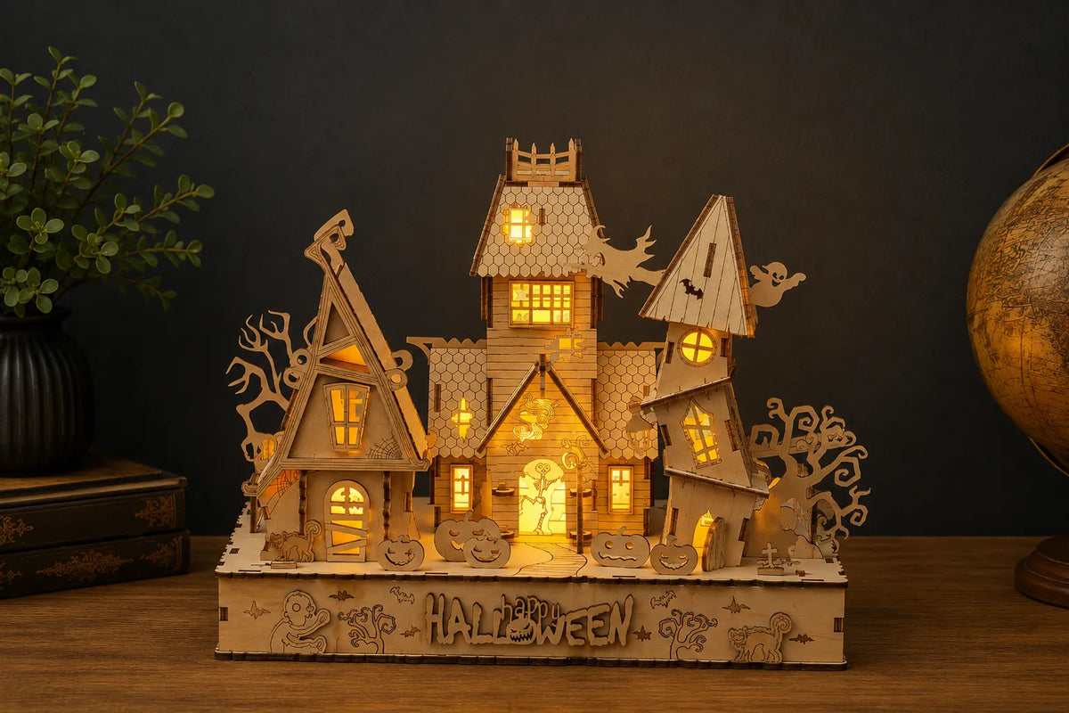 Maquette en bois - Halloween ville hantée