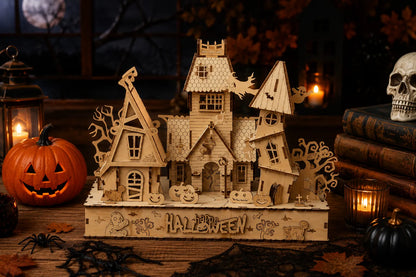 Maquette en bois - Halloween ville hantée