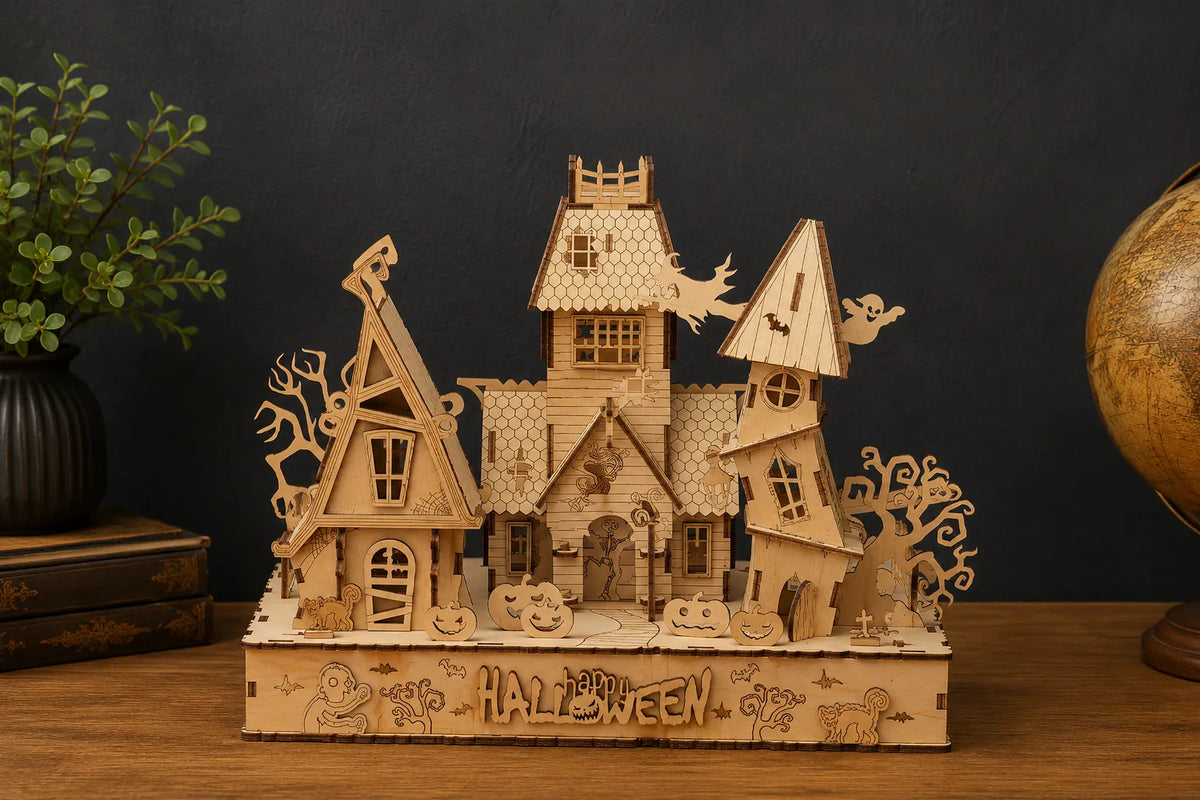 Maquette en bois - Halloween ville hantée