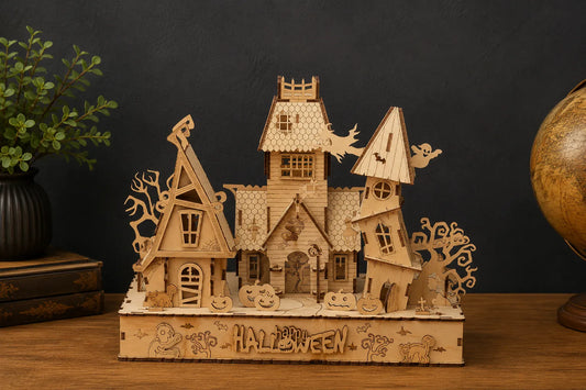 Maquette en bois - Halloween ville hantée