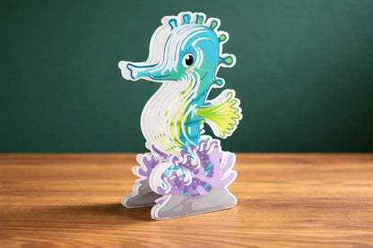 Maquette en bois - Hippocampe coloré