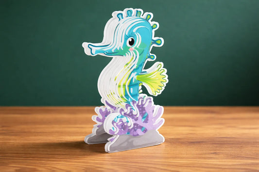 Maquette en bois - Hippocampe coloré