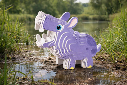 Maquette en bois - Hippopotame coloré