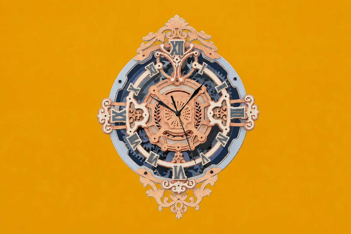 Maquette en bois - Horloge bleue