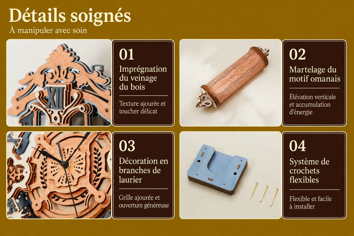 Maquette en bois - Horloge bleue