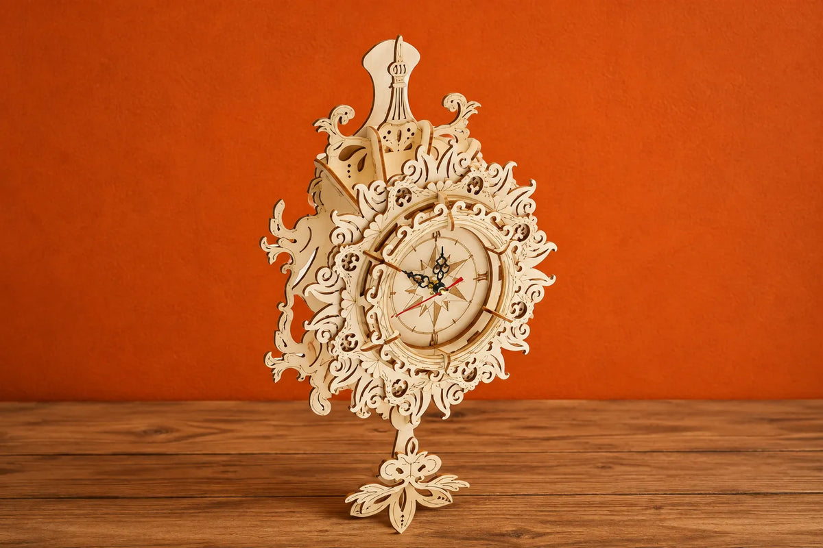 Maquette en bois - Horloge rose des vents