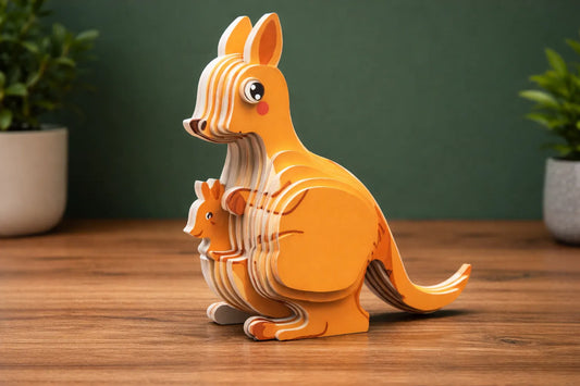 Maquette en bois - Kangourou coloré