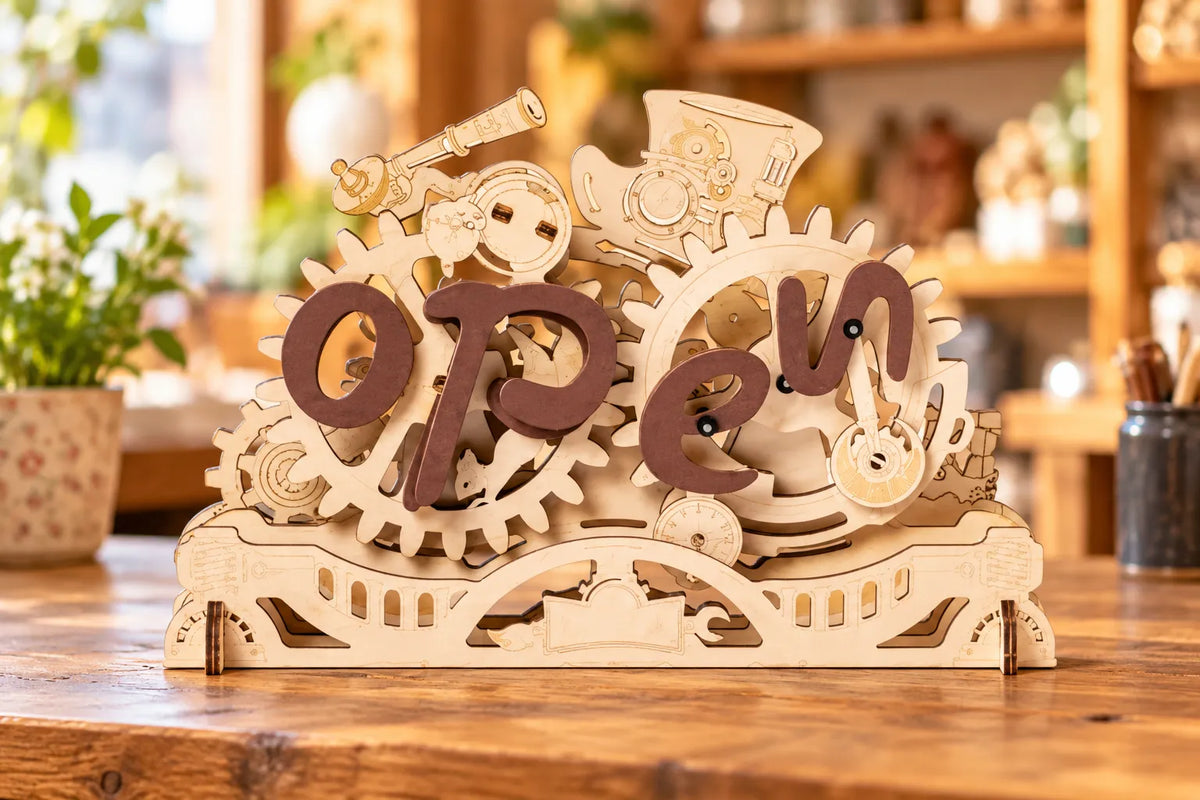 Maquette en bois - L’enseigne mécanique Ouvert et Fermé