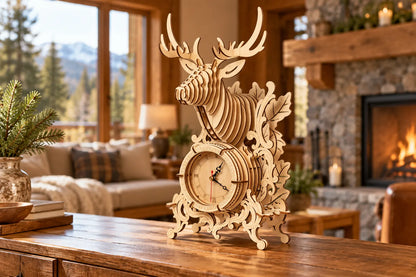 Maquette en bois - L’horloge au cerf majestueux