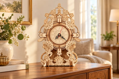 Maquette en bois - L’horloge aux ornements floraux