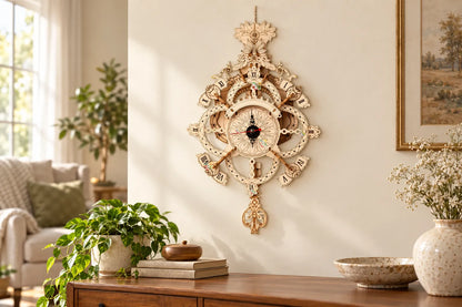 Maquette en bois - L’horloge murale aux arabesques