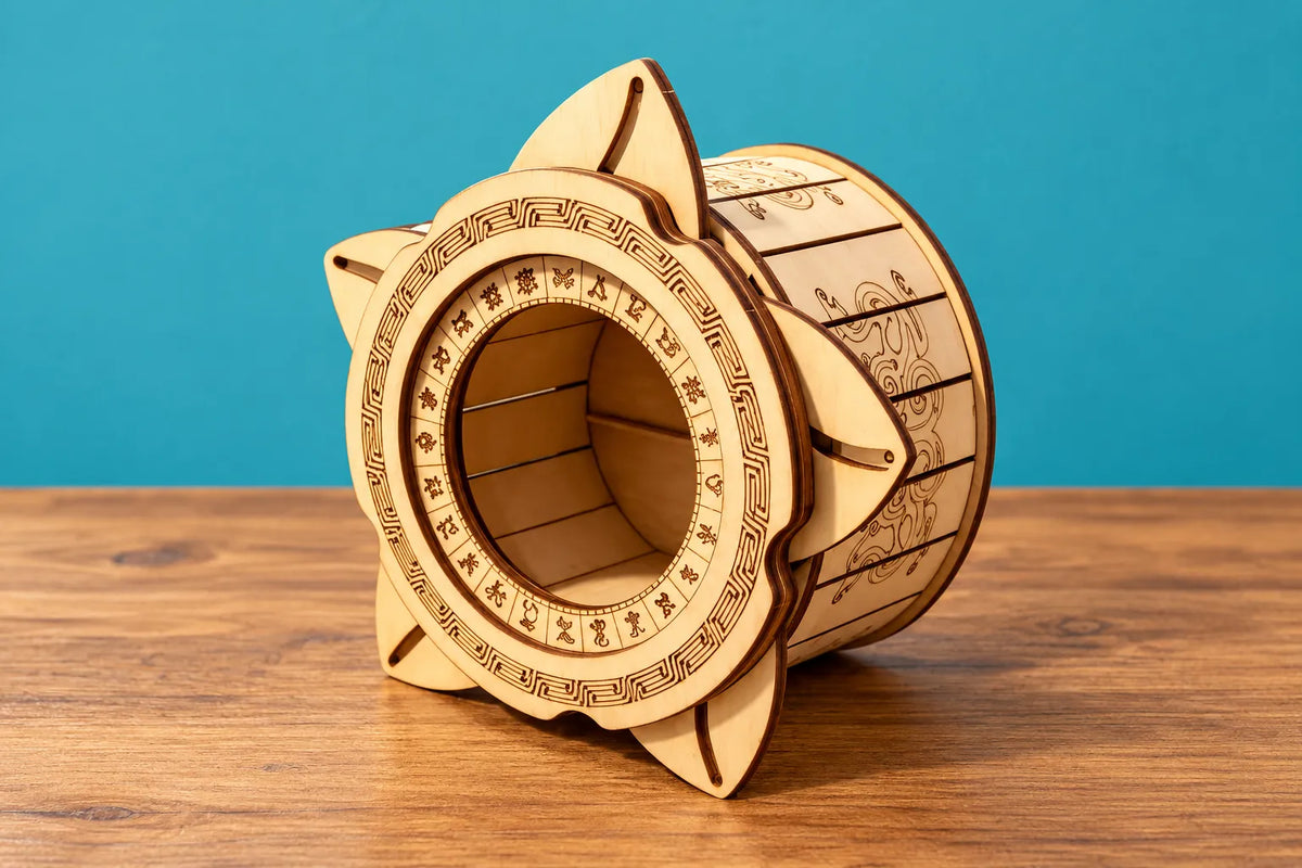 Maquette en bois - La boîte à ouverture en iris
