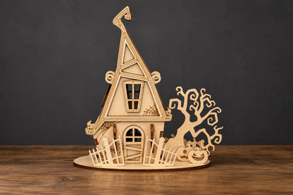 Maquette en bois - La maison hantée d’Halloween