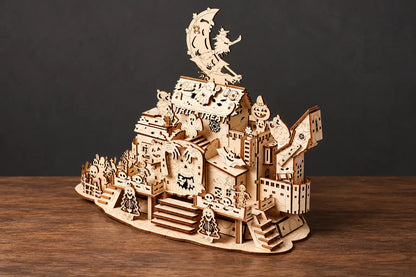 Maquette en bois - La maison hantée lumineuse