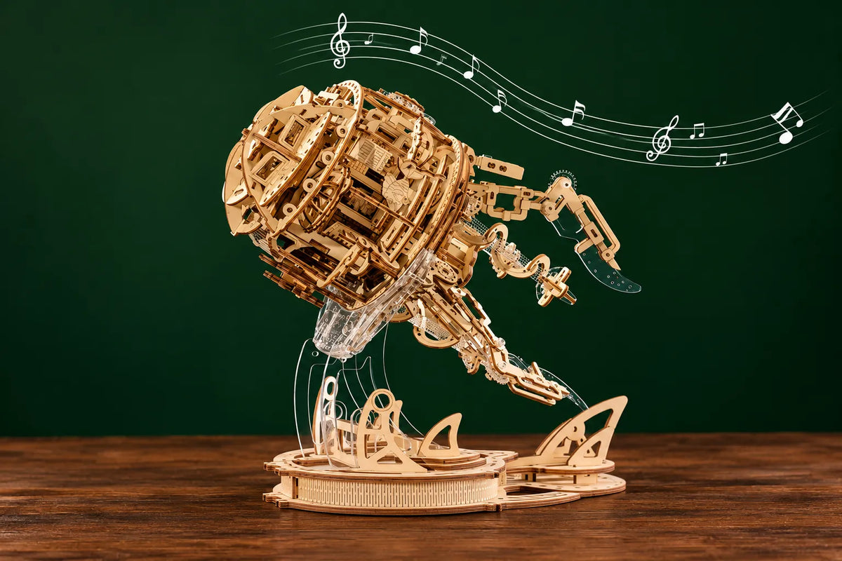 Maquette en bois - La méduse mécanique lumineuse et musicale