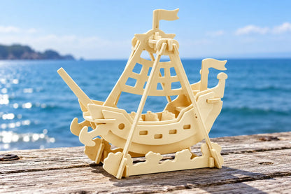 Maquette en bois - Le bateau pirate à bascule