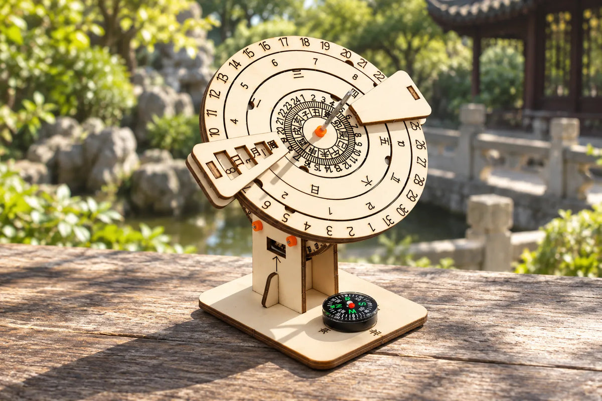 Maquette en bois - Le cadran solaire avec boussole