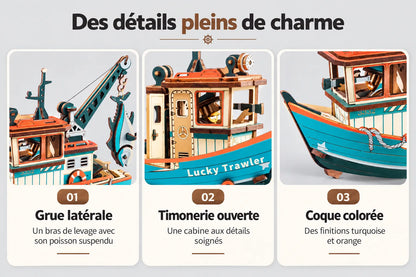 Maquette en bois - Le chalutier à balancier