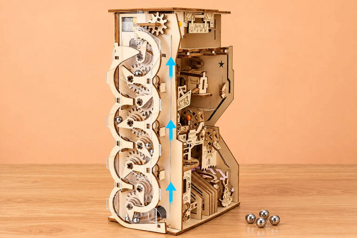 Maquette en bois - Le circuit de billes des robots